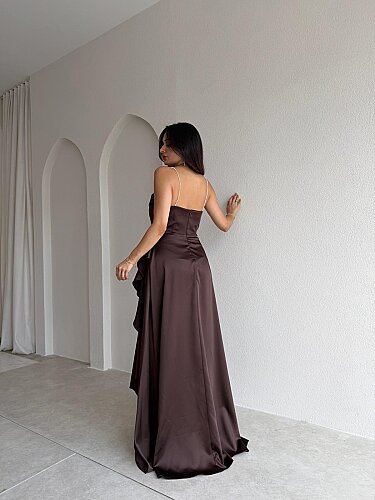 ZADİE Maxi Elbise 9632 - Acı Kahve - 5