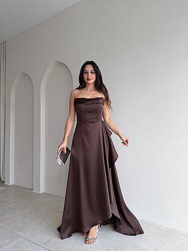 ZADİE Maxi Elbise 9632 - Acı Kahve - Mooi Butik