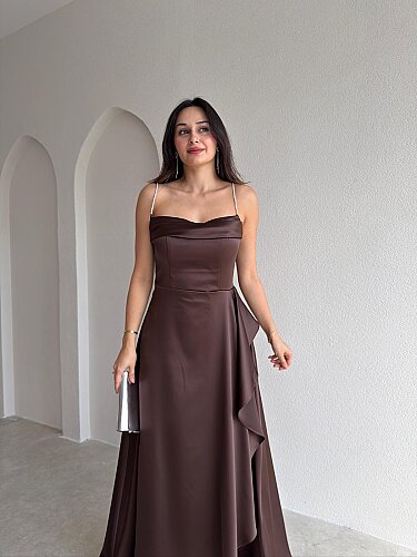 ZADİE Maxi Elbise 9632 - Acı Kahve - 3