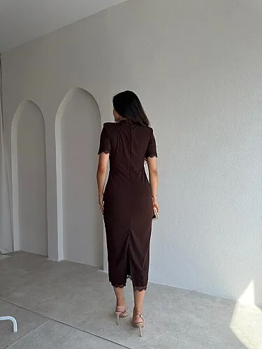ZOLA Midi Elbise 5897 - Acı Kahve - 3
