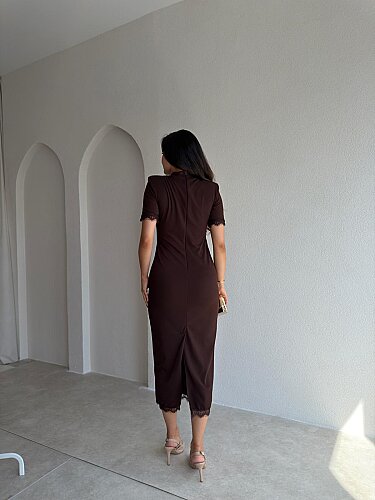 ZOLA Midi Elbise 5897 - Acı Kahve - 3