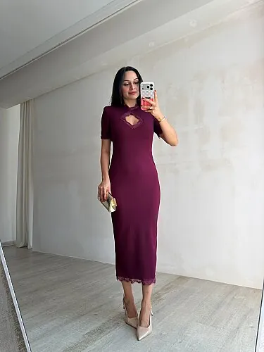 ZOLA Midi Elbise 5897 - Mürdüm - 3