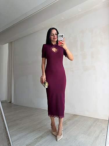 ZOLA Midi Elbise 5897 - Mürdüm - 3