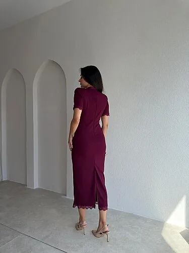 ZOLA Midi Elbise 5897 - Mürdüm - 4