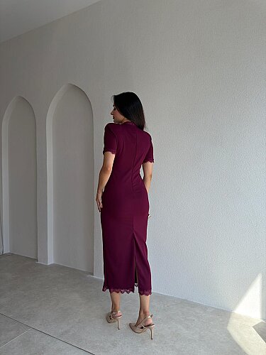 ZOLA Midi Elbise 5897 - Mürdüm - 4