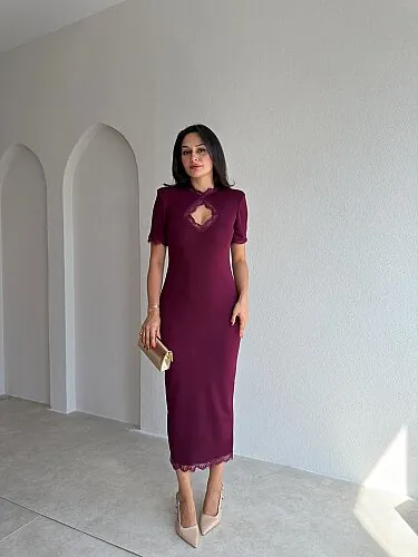 ZOLA Midi Elbise 5897 - Mürdüm - 1