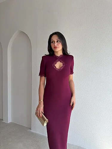 ZOLA Midi Elbise 5897 - Mürdüm - 2