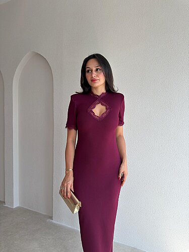 ZOLA Midi Elbise 5897 - Mürdüm - 2