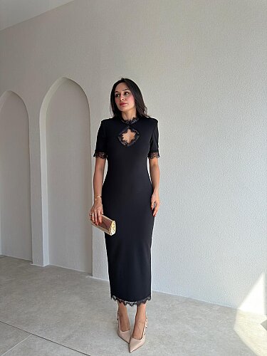 ZOLA Midi Elbise 5897 - Siyah - 1