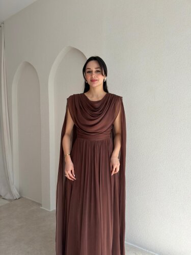 ZUZANNA Maxi Elbise 9069 - Acı Kahve - 2