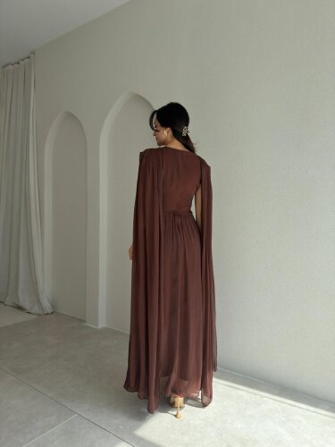 ZUZANNA Maxi Elbise 9069 - Acı Kahve - 3