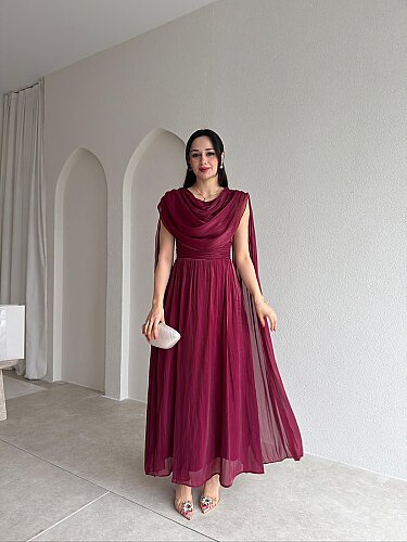 ZUZANNA Maxi Elbise 9069 - Bordo - 1