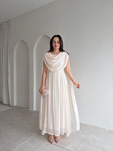 ZUZANNA Maxi Elbise 9069 - Krem - 1