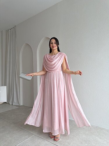 ZUZANNA Maxi Elbise 9069 - Pudra - 1