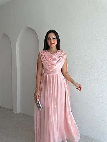 ZUZANNA Maxi Elbise 9069 - Pudra - 2