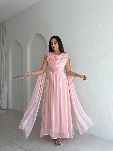 ZUZANNA Maxi Elbise 9069 - Pudra - Mooi Butik