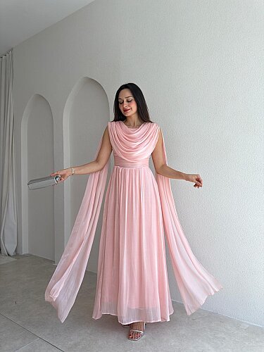 ZUZANNA Maxi Elbise 9069 - Pudra - 1